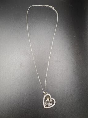 Sterling Silver 925 Signed Skeleton Lovers Pendant Necklace Skull Gothic
